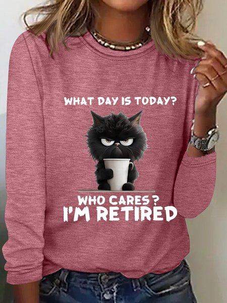 

What Day Is Today I'm Retired Casual Long Sleeve Shirt, Watermelon, Long sleeves
