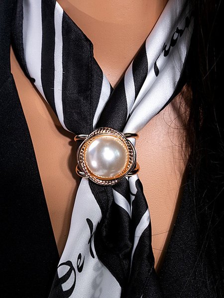 

Daily Elegant Floral Scarf Buckle, Pearl white, Other Accs