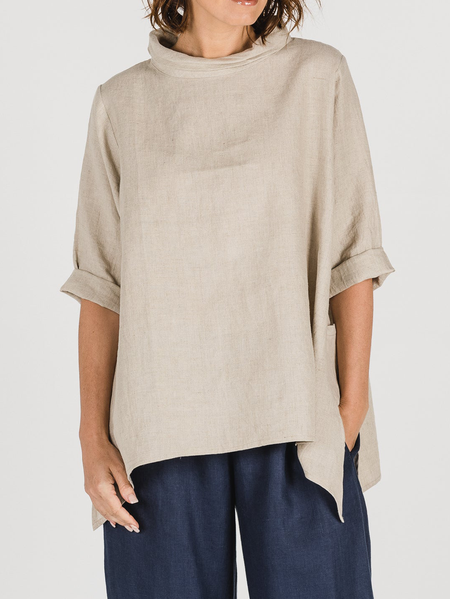 Linen Linen Blouse, Apricot, Short/3/4 Length Sleeve