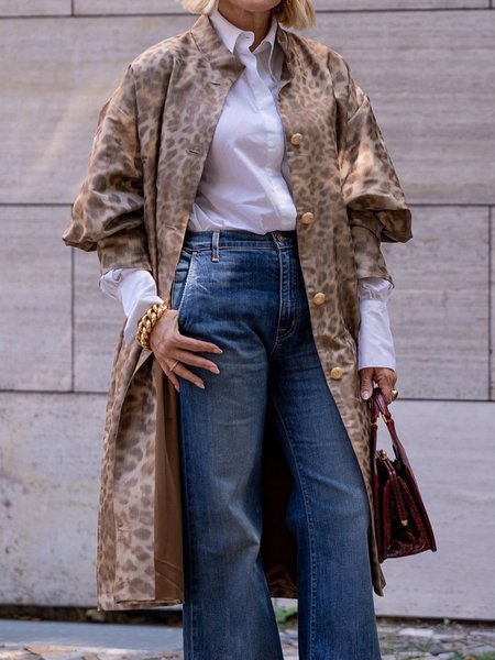 

Urban Balloon Sleeve Loose Trench Coat, Brown, Trench Coats