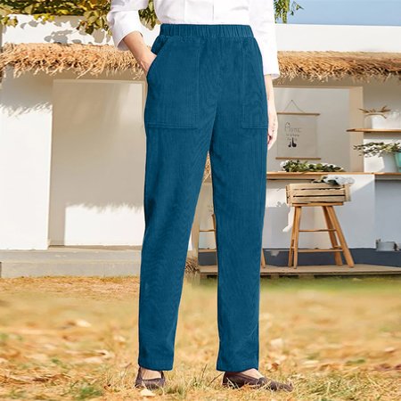 

Plain Casual Loose Pants, Aqua blue, Pants