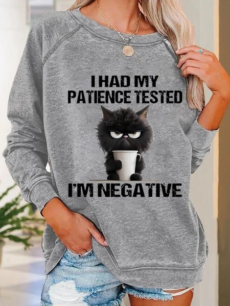 

I Had My Patience Tested Casual Sweatshirt, Light gray, Hoodies&Sweatshirts