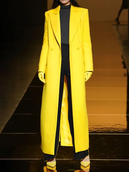 

Urban Plain Regular Sleeve Loose Coat, Yellow, Coats