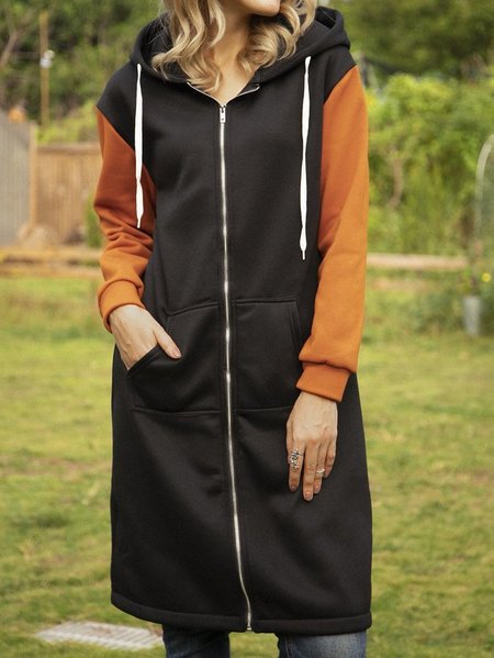 

Women's Color Block Regular Loose Jacket, Black, Outerwear
