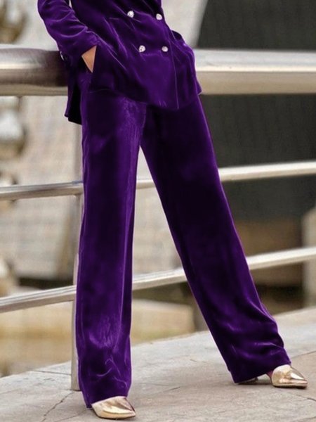

Velvet Urban High Waist Plain Fashion Pants, Purple, Pants