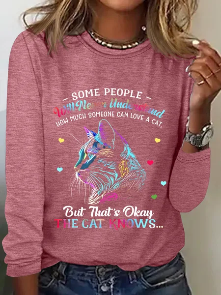 

The Cat Knows 2 Cat Casual Long Sleeve Shirt, Watermelon, Long sleeves