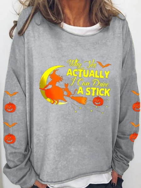Casual Crew Neck Halloween Sweatshirt Zipper, Gray, Hoodies & Sweatshirts