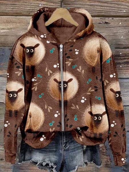 

Women's Ethnic Zipper Regular Loose Jacket, Brown, Jackets