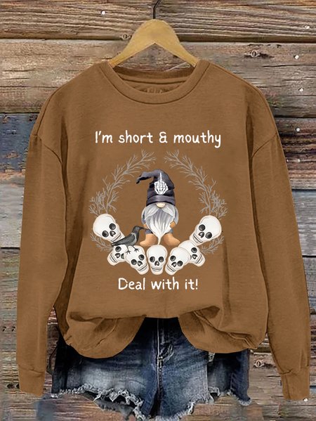 

Short and Mouthy Casual Sweatshirt, Yellow brown, Hoodies&Sweatshirts