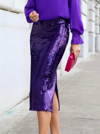 

Regular Fit Urban Glitter Plain Skirt, Purple, Skirts