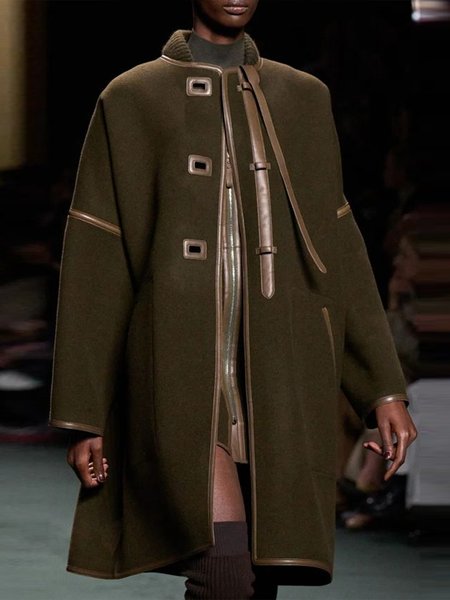 

Urban Raglan Sleeve Color Block Loose Coat, Green, Coats