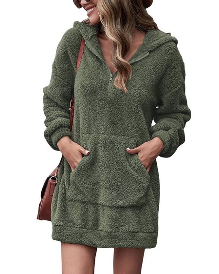 

Women Floral Hoodie Long Sleeve Comfy Casual Maxi Dress, Army green, Dresses
