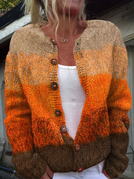 Women's Gradient Sweater Cardigan, Red brown, Cardigans