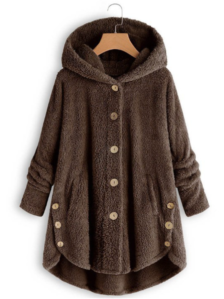 

Casual Hoodie Jacket, Coffee, Outerwear
