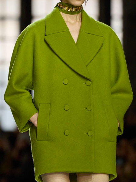 

Loose Raglan Sleeve Urban Lapel Collar Coat With No Chocker, Green, Coats