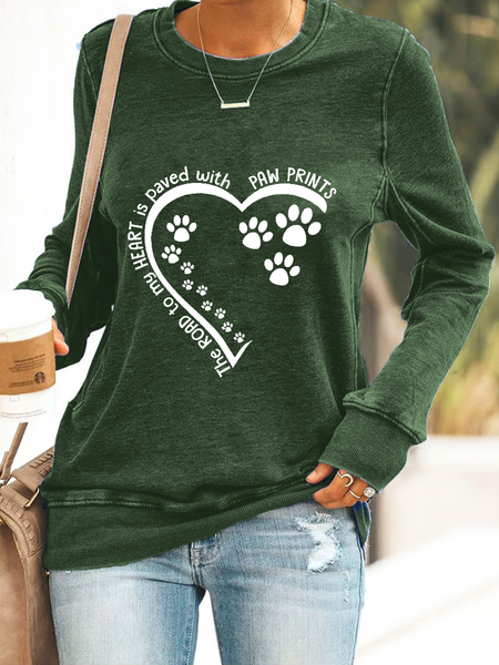 

Dog Lovers The Road To My Heart Is Paved With Paw Prints Casual Sweatshirt, Dark green, Hoodies&Sweatshirts