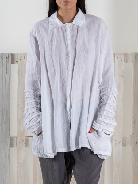 

Linen Loose Shirt, White, Long/Full Length Sleeve
