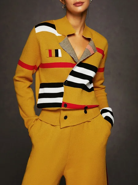 

High Elasticity Casual Striped Cardigan, As picture, Cardigans