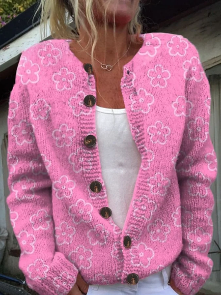 

Women's Breast Cancer Pink Ribbon Print Casual Sweater Cardigan, Cardigans