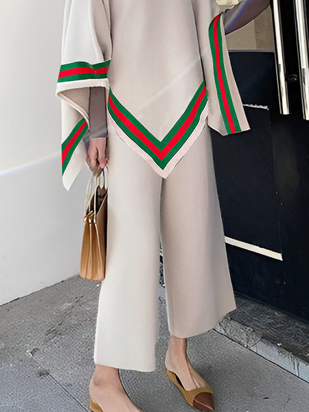 

High Elasticity Casual Plain Loose Pants Sweater Ankle Pants, As picture, Knit Pants