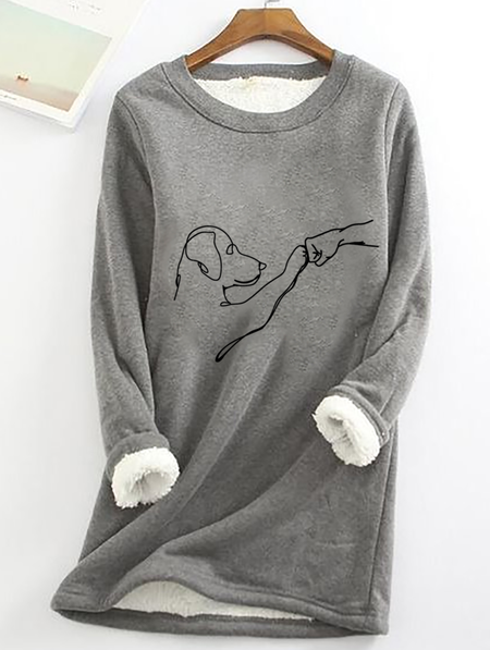 

Dog Fist Bump Casual Fluff Fleece Fabric Sweatshirt, Gray, Hoodies&Sweatshirts