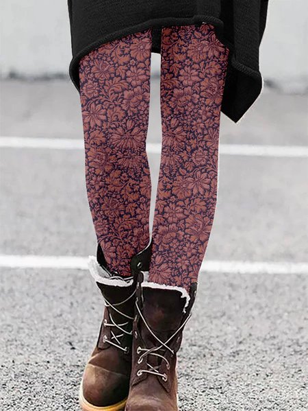 

Women Vintage Floral Long Leggings, Crimson, Cardigans