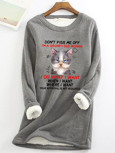

Don't Piss Me Offi'm A Grumpy Old Casual Fluff Fleece Fabric Sweatshirt, Gray, Hoodies&Sweatshirts