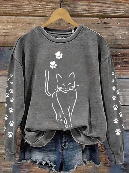 

Striped Crew Neck Casual Sweatshirt, Deep gray, Hoodies&Sweatshirts