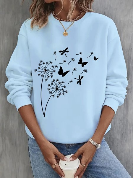 

Casual Crew Neck Dandelion Sweatshirt, Sky blue, Hoodies & Sweatshirts