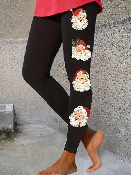 

Santa Claus printed leggings, Black, Leggings