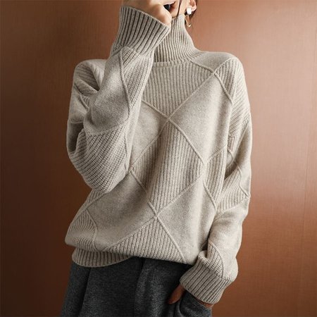 

Turtleneck Casual Loose Sweater, Gray, Sweaters & Cardigans