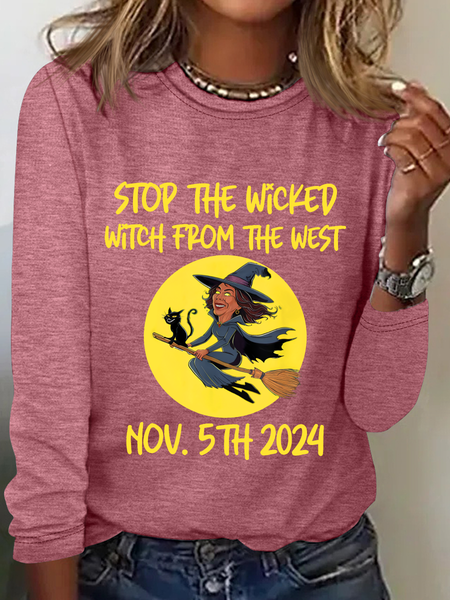 

Stop The Wicked From The West Casual Long Sleeve Shirt, Watermelon, Long sleeves