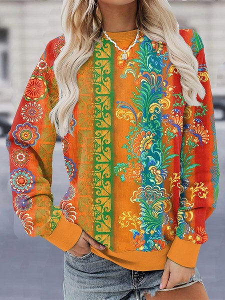 

Vintage Crew Neck Paisley Sweatshirt, Multicolor, Hoodies & Sweatshirts