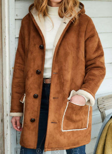 

Women's Spring/Fall Outerwear Casual Suede Plain Long Sleeve Hoodie Jacket, Brown, Jackets