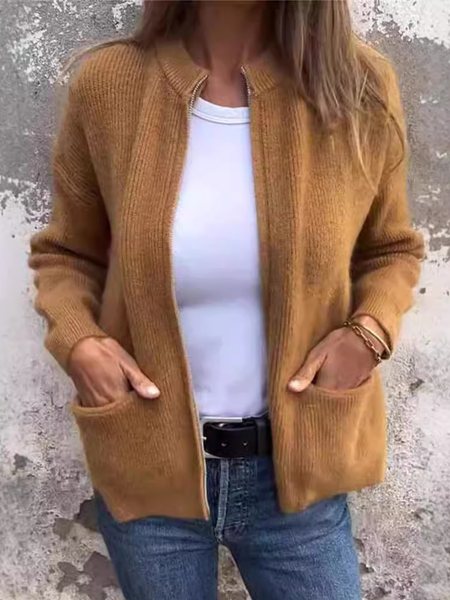 

Women's Plain Thicken Loose Jacket, Yellow, Outerwear