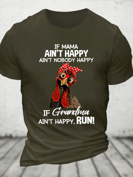 

If Mama Aint Happy Aint Nobody Happy Funny Cotton T-shirt, Army green, T-shirts