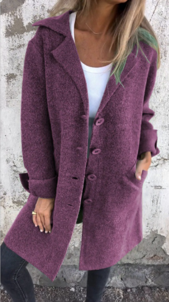 

Women's Plain Thicken Loose Jacket, Purple, Outerwear