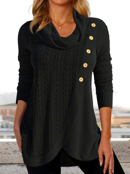 

Loose Christmas Casual Blouse, Black, Long Sleeves