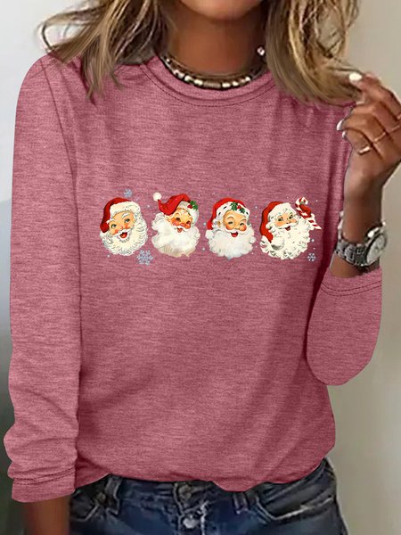 

Retro Santa Christmas Casual Long Sleeve Shirt, Watermelon, Long sleeves
