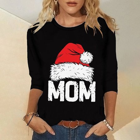 

Casual Christmas Turtleneck Long Sleeve T-shirt, Black, T-shirts