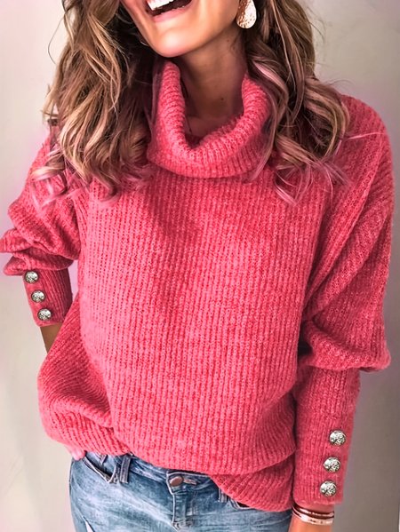 

Yarn/Wool Yarn Casual Sweater, Rose red, Sweaters & Cardigans