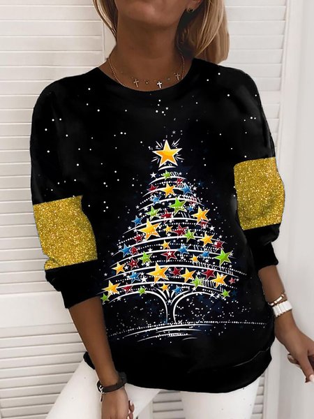 

Casual Crew Neck Christmas Sweatshirt Zipper, Black, Hoodies & Sweatshirts