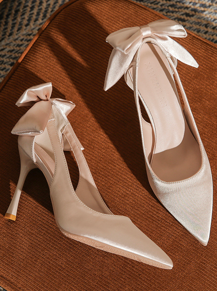 

All Season Elegant Satin Plain Flat, Apricot, Heels