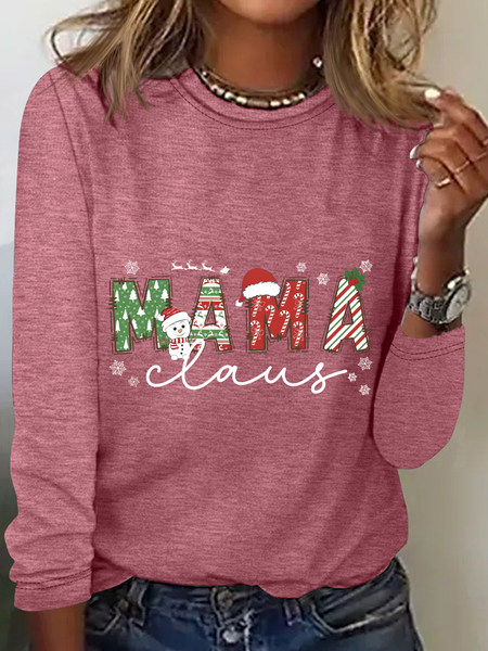 

Christmas Mom Casual Long Sleeve Shirt, Watermelon, Long sleeves