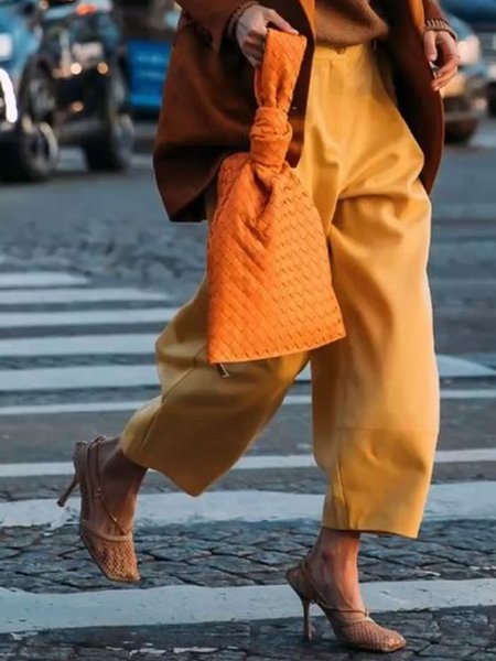 

Urban Plain Fashion Pants, Yellow, Pants