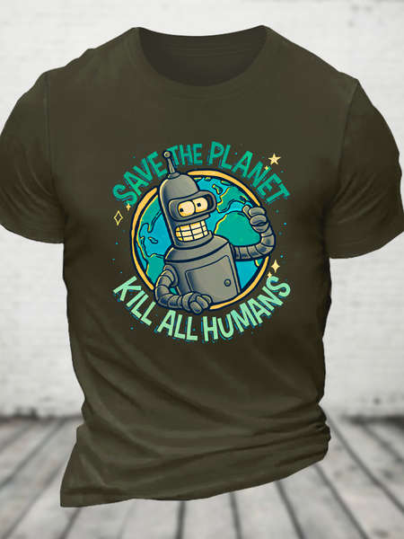 

Save The Planet Killall Humans Cotton T-Shirt, Army green, T-shirts