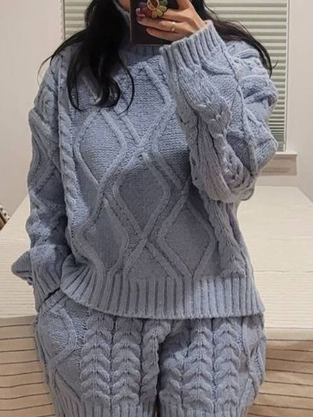 

Casual Loose Raglan Sleeves Sweater And Shorts Two-Piece Set, Gray, Pullovers
