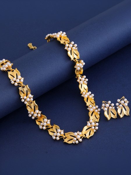 Elegant Floral Chain Necklaces Dangle Two Piece, As picture, Jewelry
