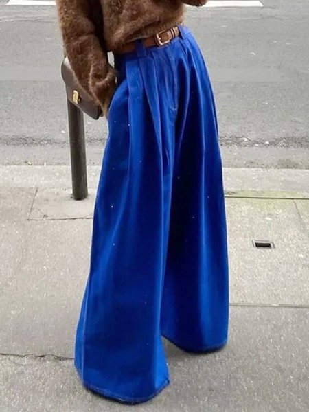 

Plain Urban Loose Pants, Deep blue, Pants