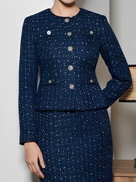 

Crew Neck Urban Regular Sleeve Jacket, Blue, Jackets